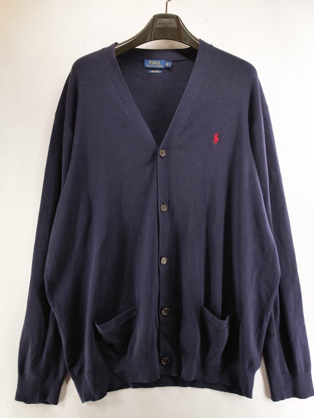 Polo Ralph Lauren Cardigan Sweater Mens 3XLT 3XL Tall Navy Blue Pima Cotton
